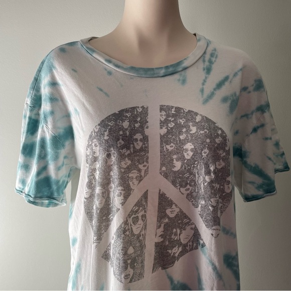 Lauren Moshi Peace Hippie Boyfriend Tshirt Dress Tie Dye Relazed 100% Cotton - Picture 7 of 13